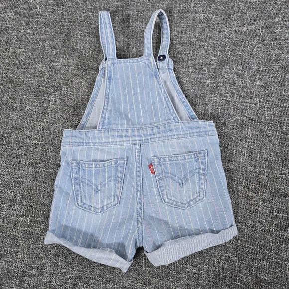 Levi's Baby 12M Light Wash Pinstripe Denim Shortall Overalls - Picture 2 of 4